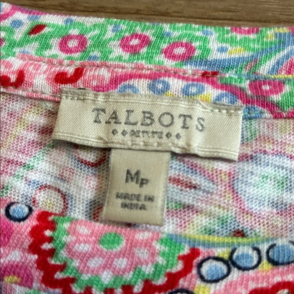NFS Talbots Petites Paisley Shift dress Multicolor Short Sleeves Cotton Size MP
